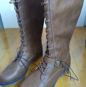 Faux Leather knee high wide calf boots 8 1/2